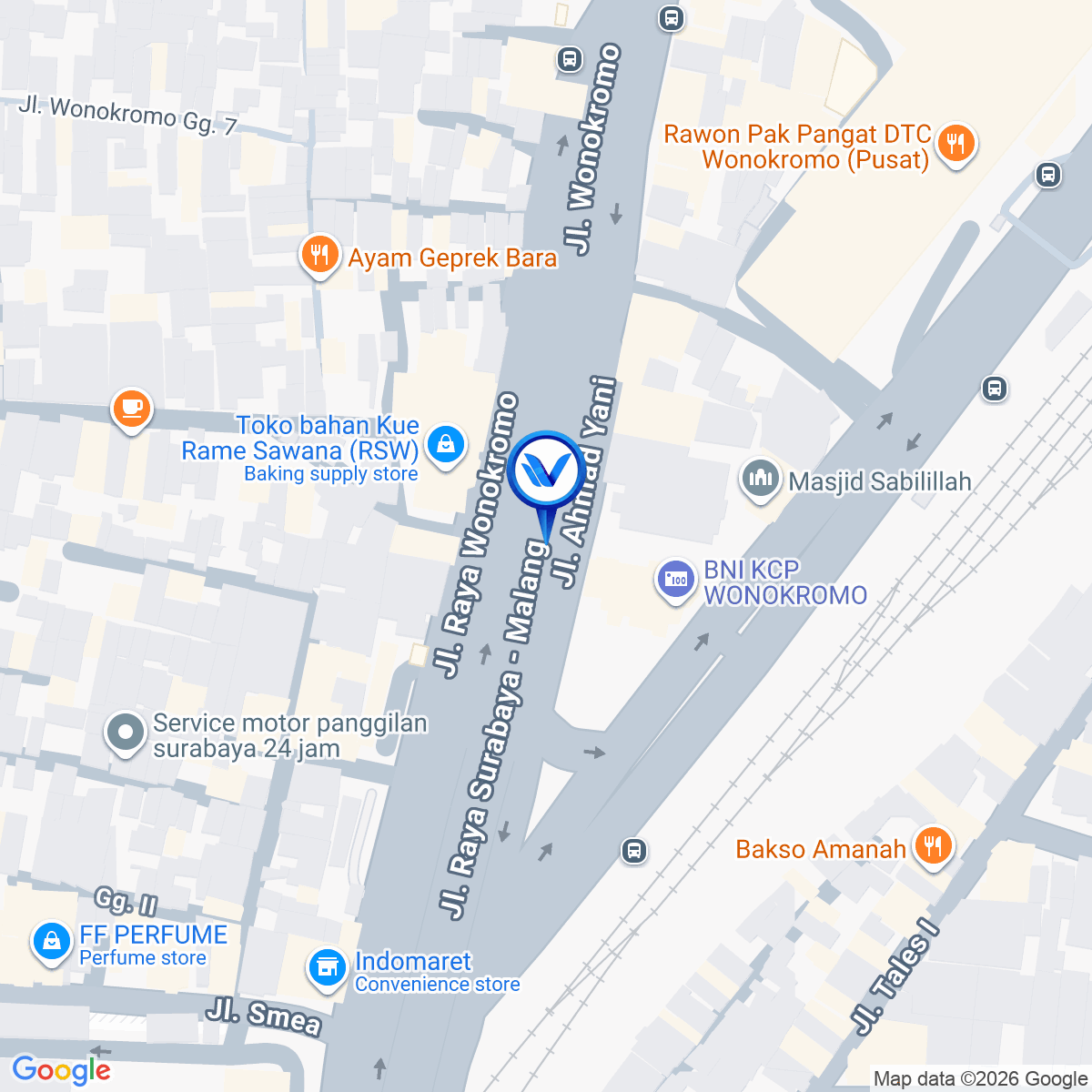 Peta Lokasi JPO Jl. Wonokromo, Surabaya