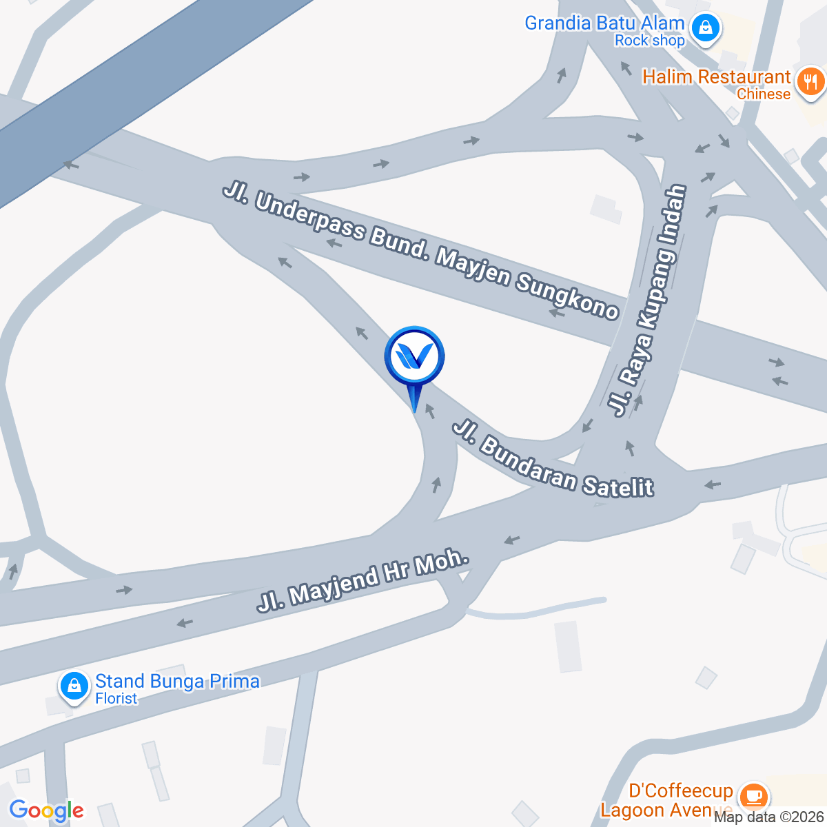 Peta Lokasi Bundaran Tol Satelit Akses menuju Pakuwon Trade Center, Surabaya