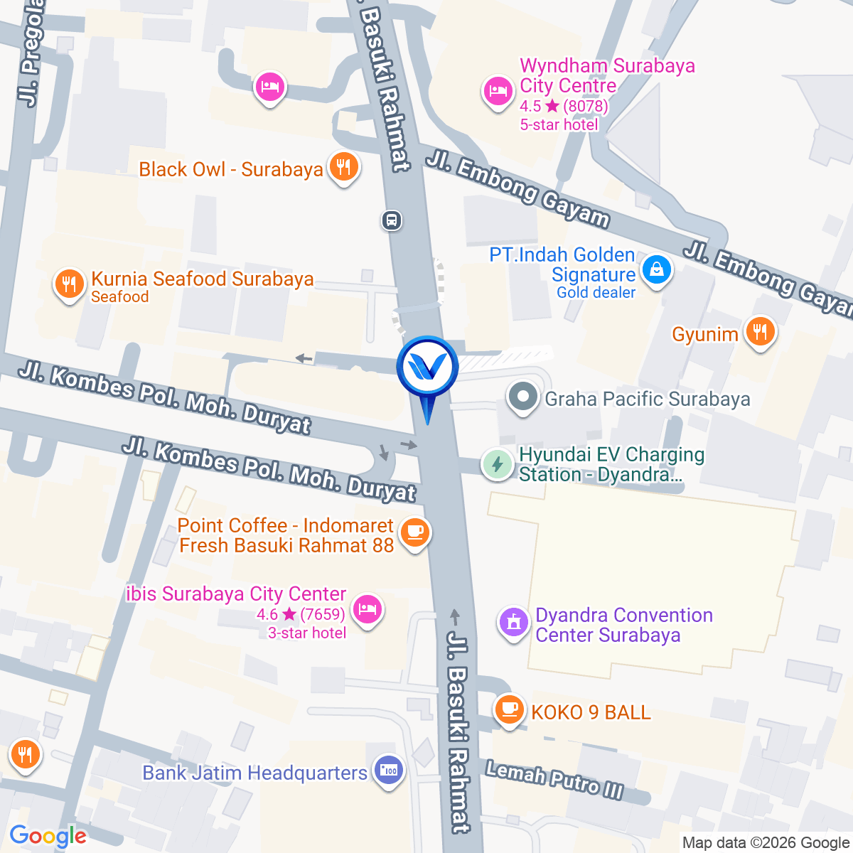 Peta Lokasi Jl. Basuki Rahmat (Dekat Gramedia Expo), Surabaya
