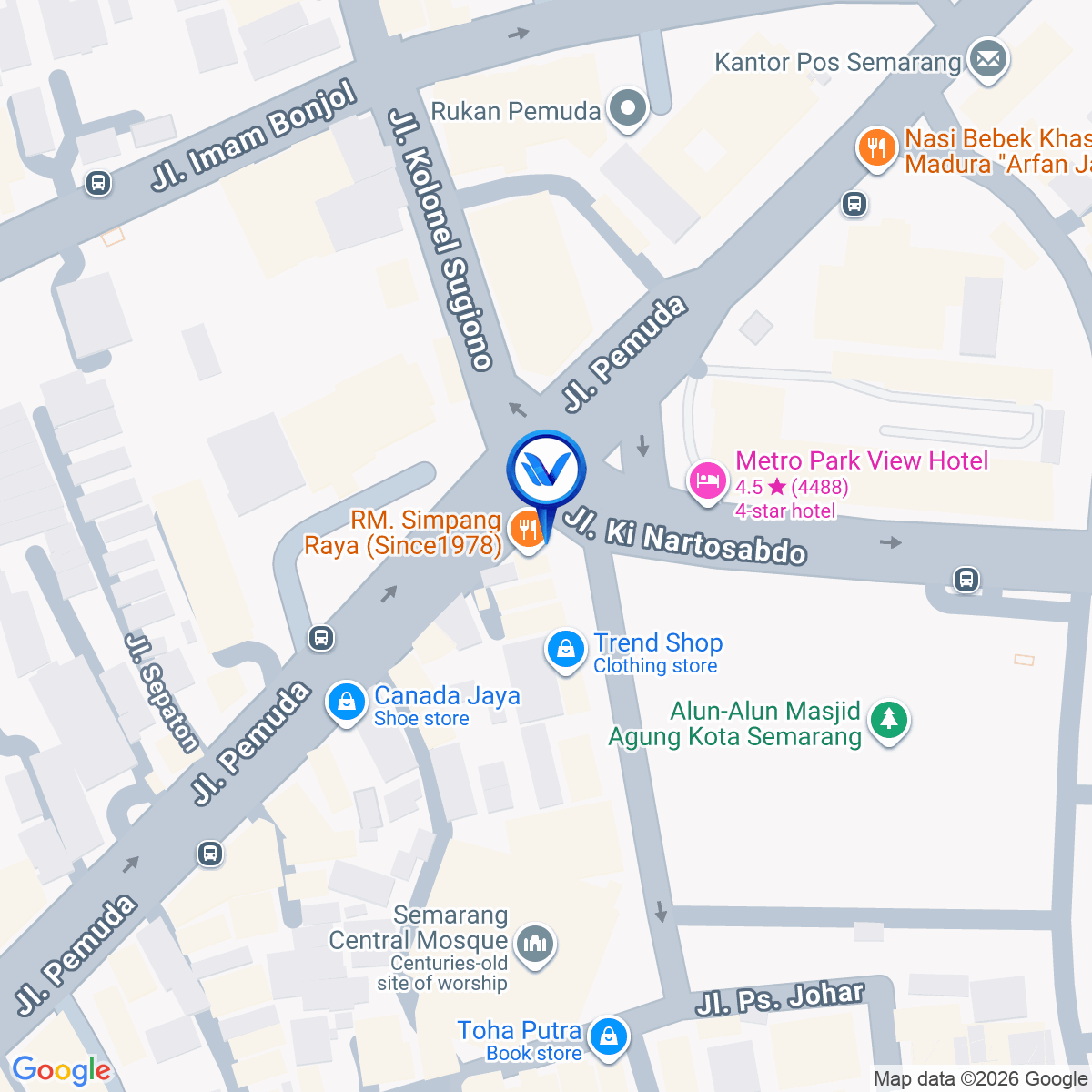 Peta Lokasi Jl. Pemuda perempatan Alun alun Kota Semarang