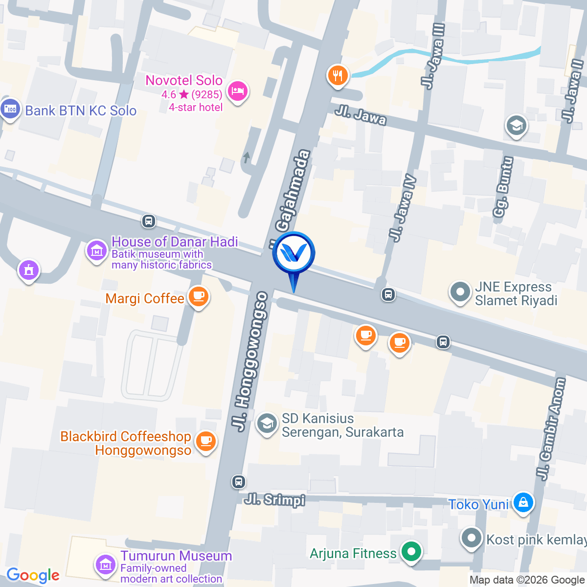 Peta Lokasi JL. Slamet Riyadi, Perempatan Ngapemon, Solo