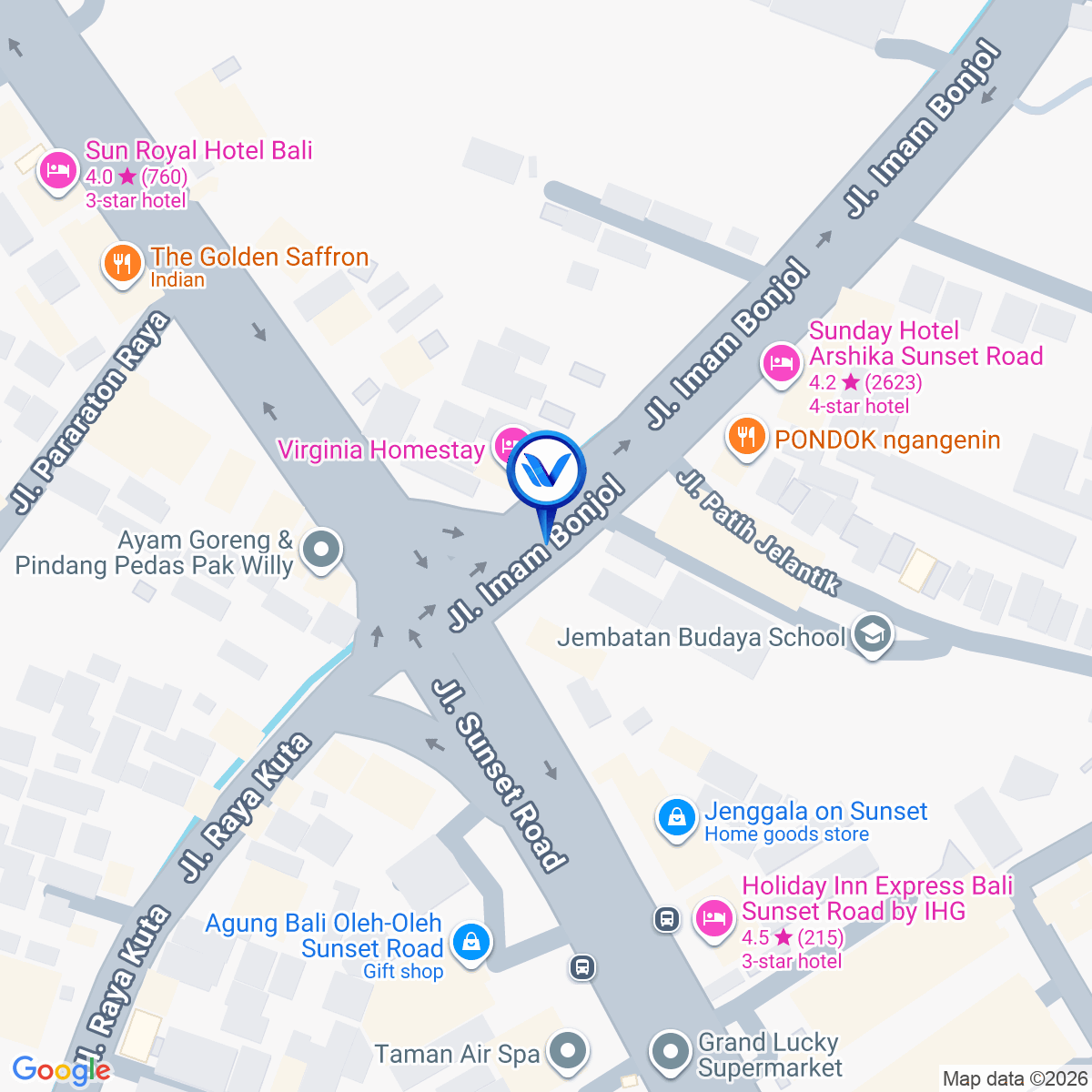 Peta Lokasi Jl. Sunset Road - Perempatan Imam Bonjol, Bali