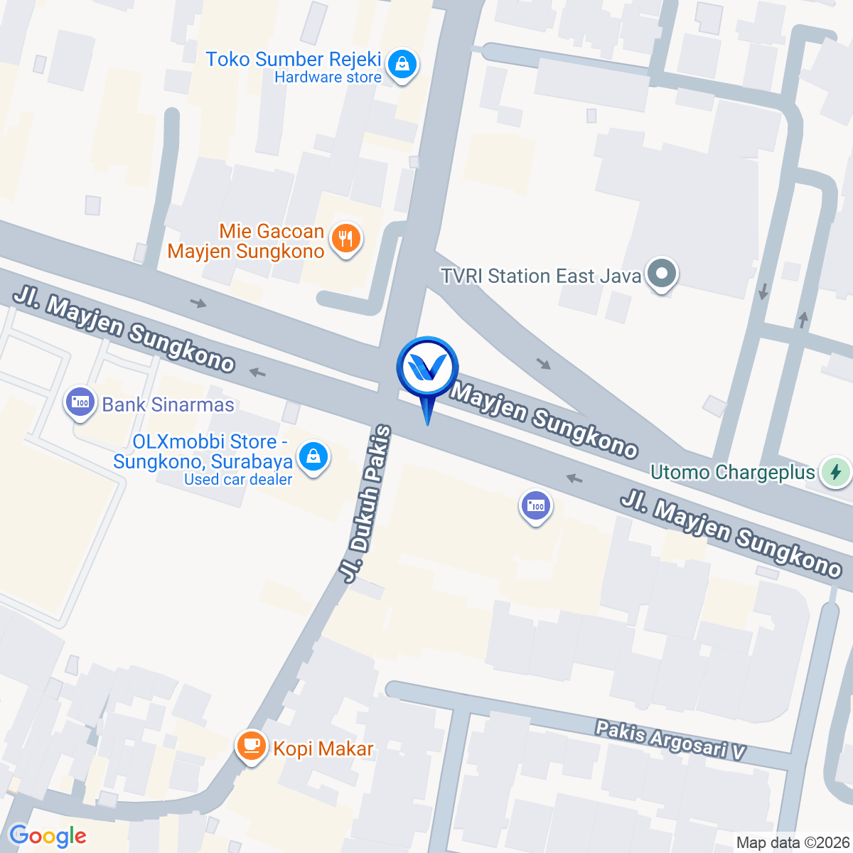 Peta Lokasi Jl. Mayjend. Sungkono (Yamaha - depan TVRI), Surabaya