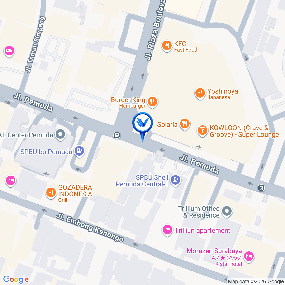 Peta Lokasi Jl. Pemuda (Depan Plaza Surabaya), Surabaya