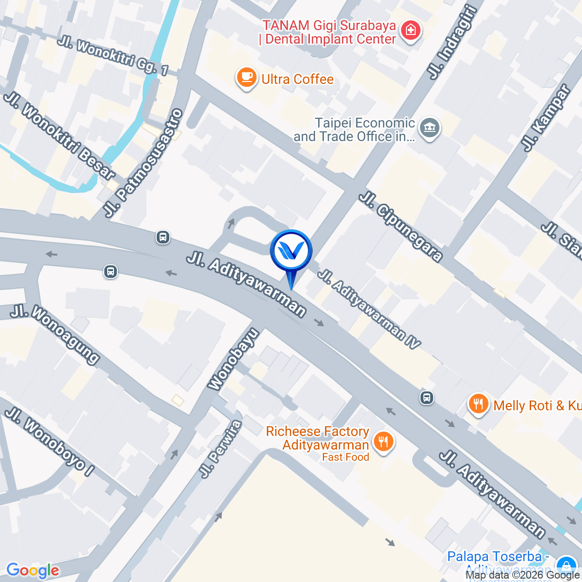 Peta Lokasi Jl. Indragiri - Jl. Adhityawarman, Surabaya