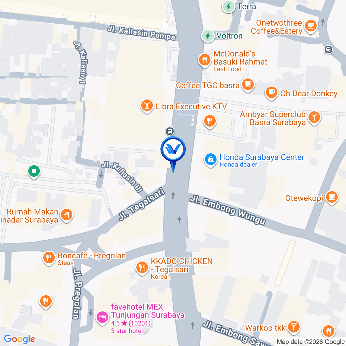 Peta Lokasi Jl. Basuki Rahmat (Ranch Market), Surabaya
