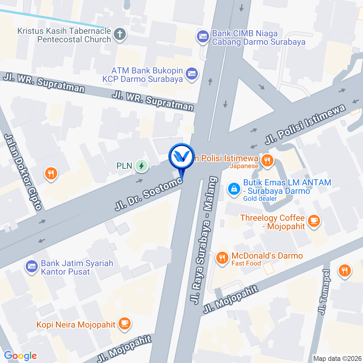 Peta Lokasi Jl. Raya Darmo (Dekat Bank Jatim), Surabaya