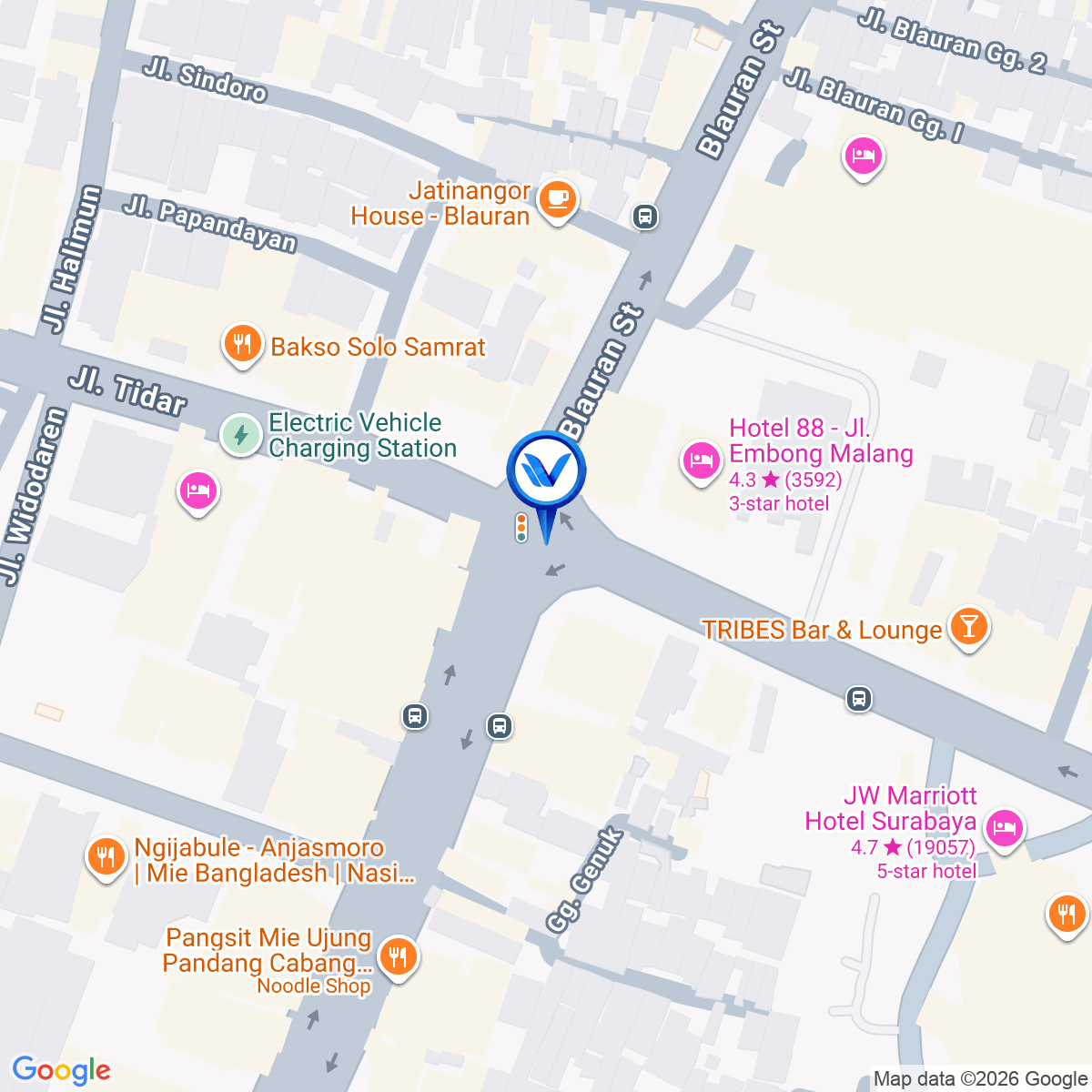 Peta Lokasi Perempatan Jl. Embong Malang (Dekat Empire Palace), Surabaya