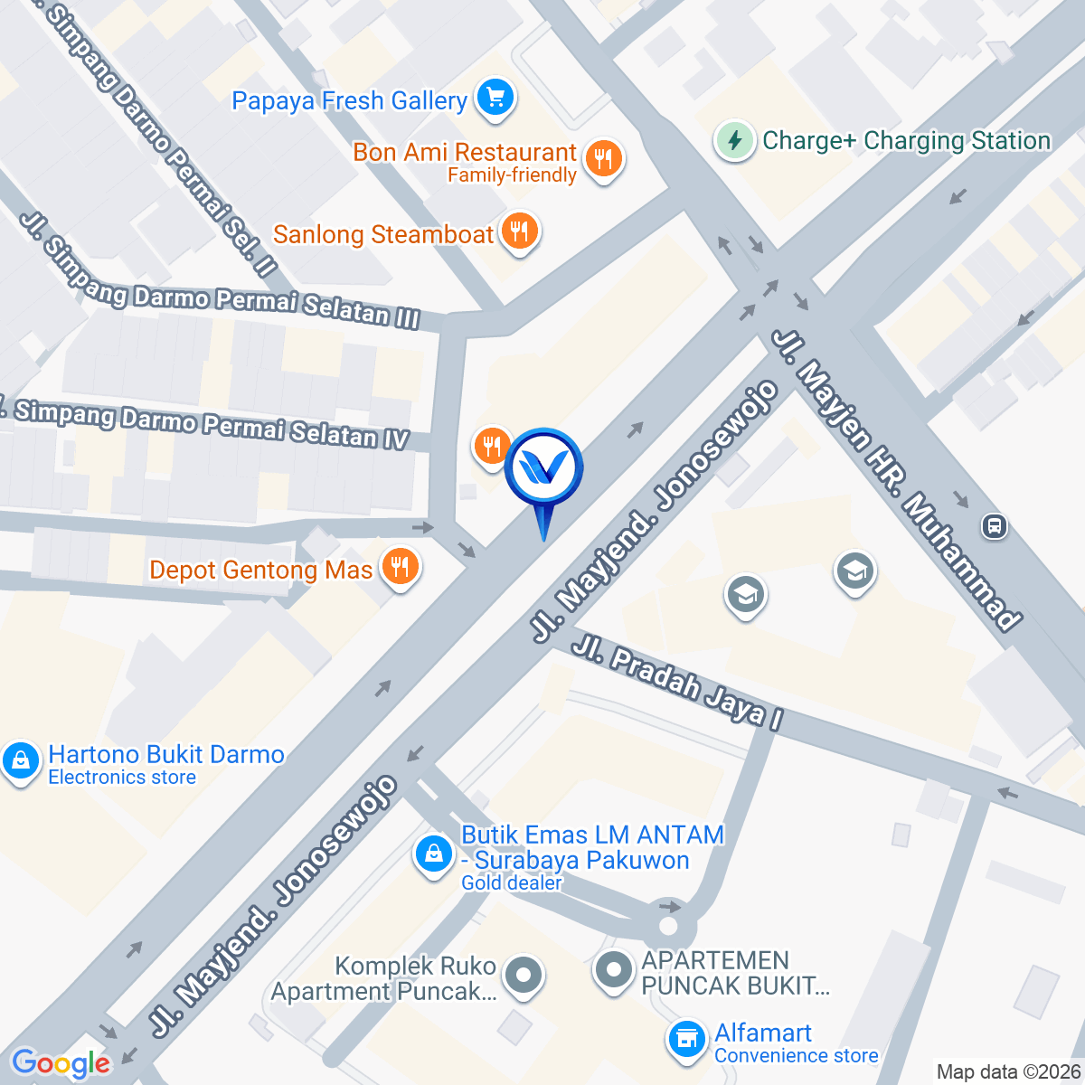 Peta Lokasi Jl. Bukit Darmo Boulevard, Surabaya