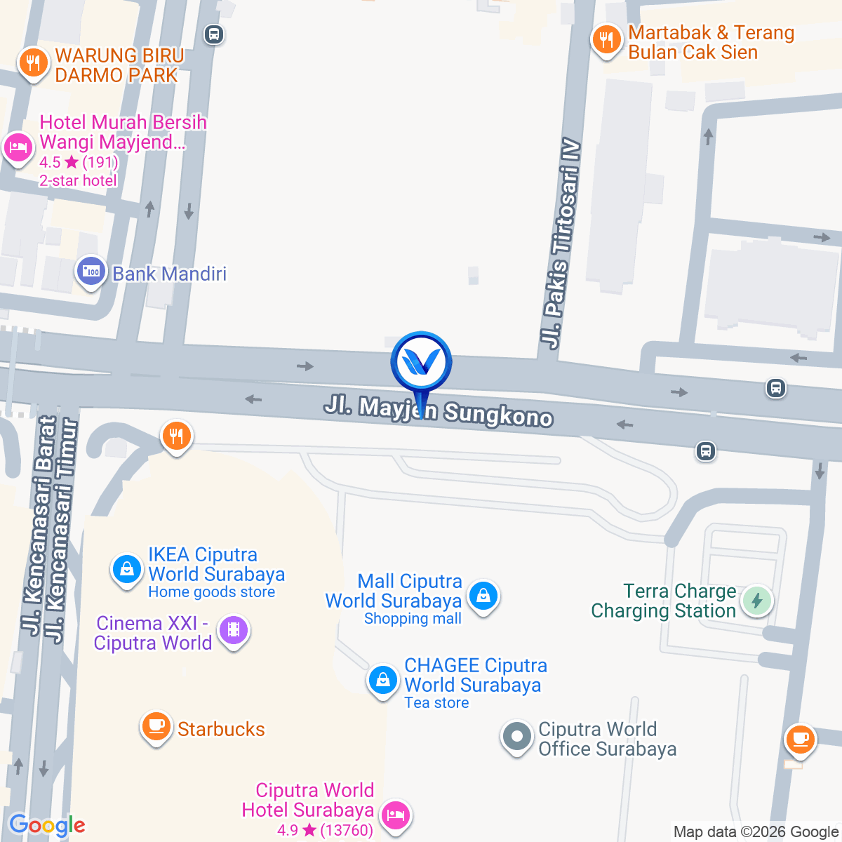 Peta Lokasi Jl. Mayjend Sungkono Ciputra World, Surabaya