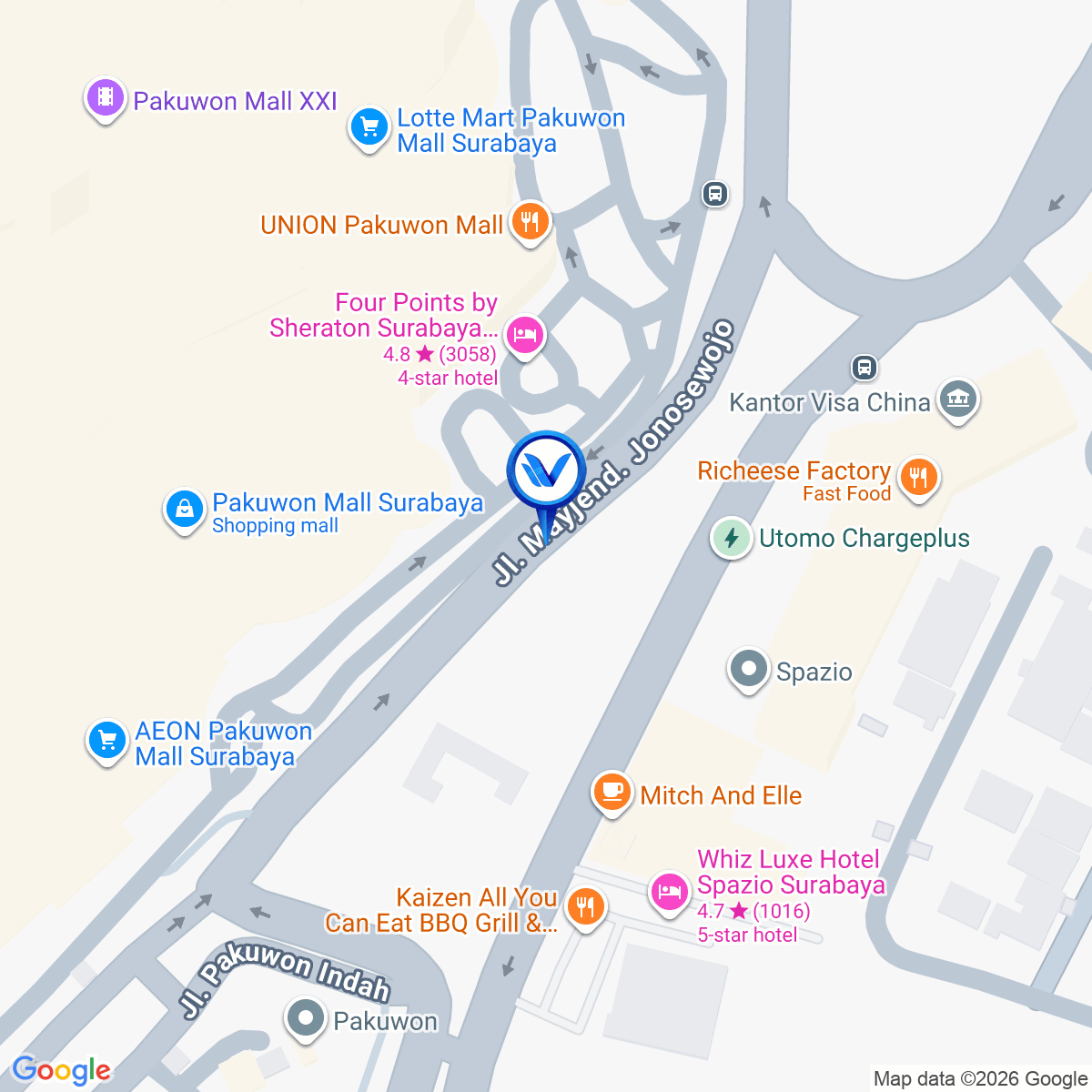 Peta Lokasi Jl. Mayjend. Jonosewojo (Pakuwon Trade Center Mall), Surabaya