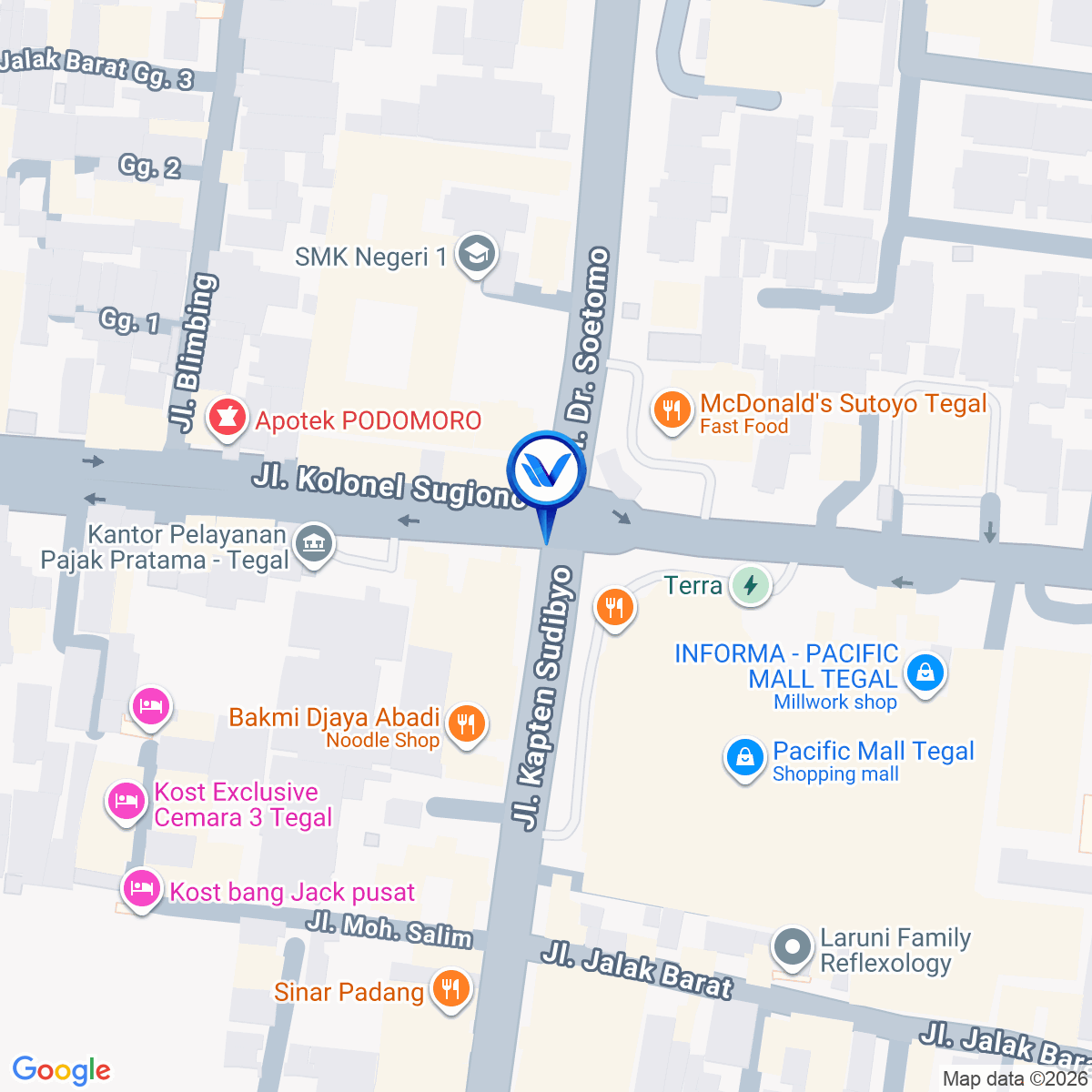 Peta Lokasi Jl. Kolonel Sugiono, Tegal