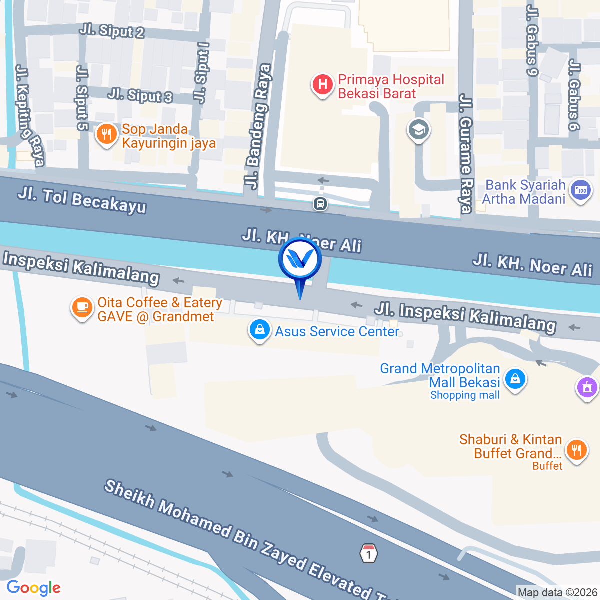 Peta Lokasi JL. KH NOER ALI (Ruko Mega Kalimalang), BEKASI