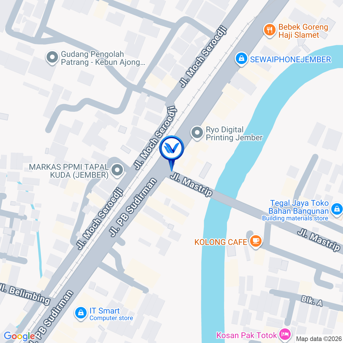 Peta Lokasi Jl. Mastrip Simpang Tiga, Jember