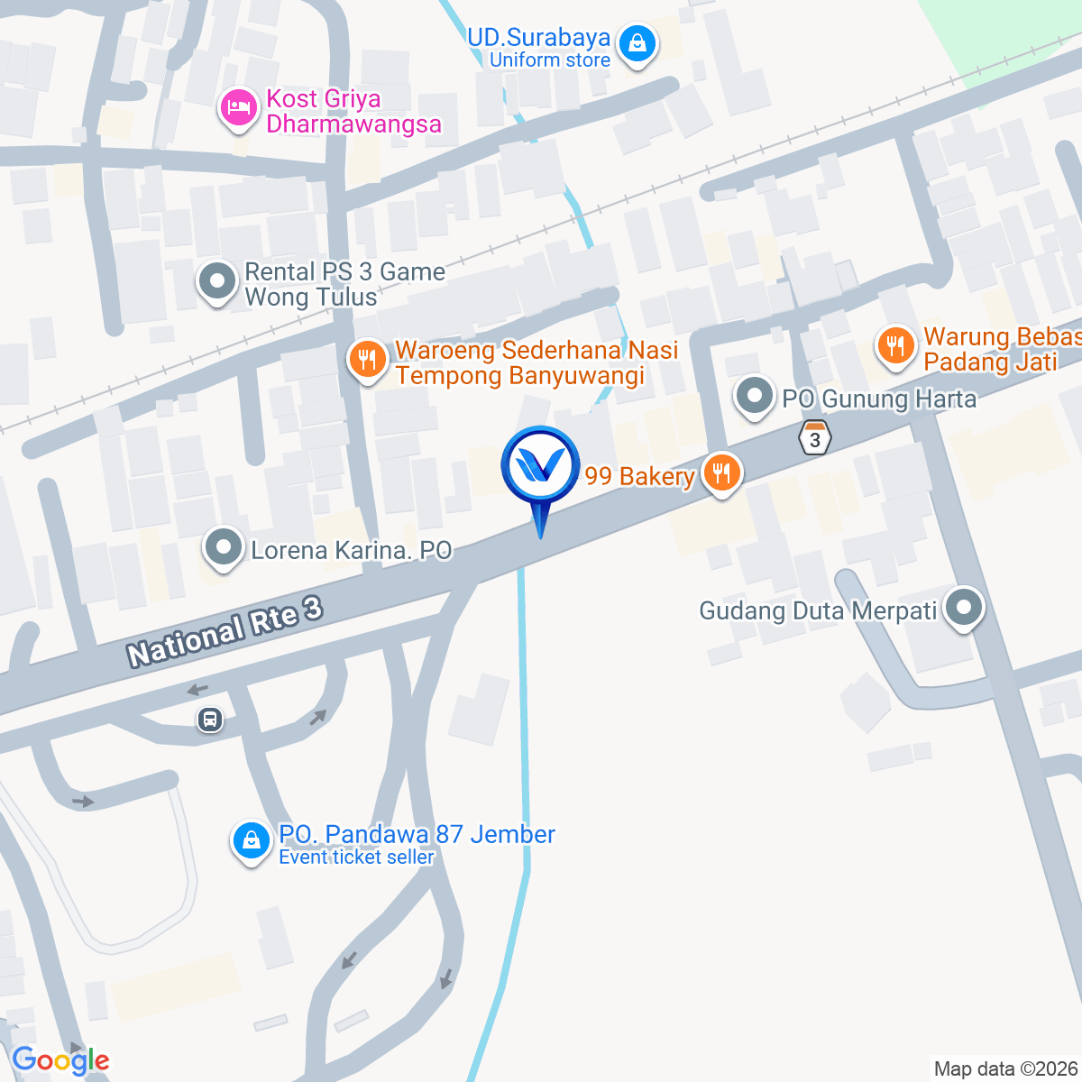 Peta Lokasi Jl. Dharmawangsa, Terminal Tawang Alun, Jember