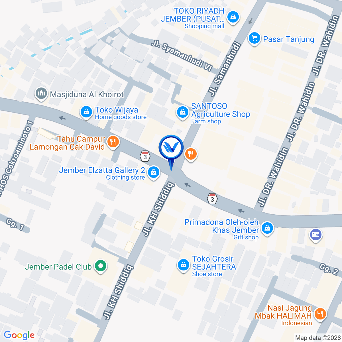 Peta Lokasi Jl. Saman Hudi (Pasar Tanjung), Jember