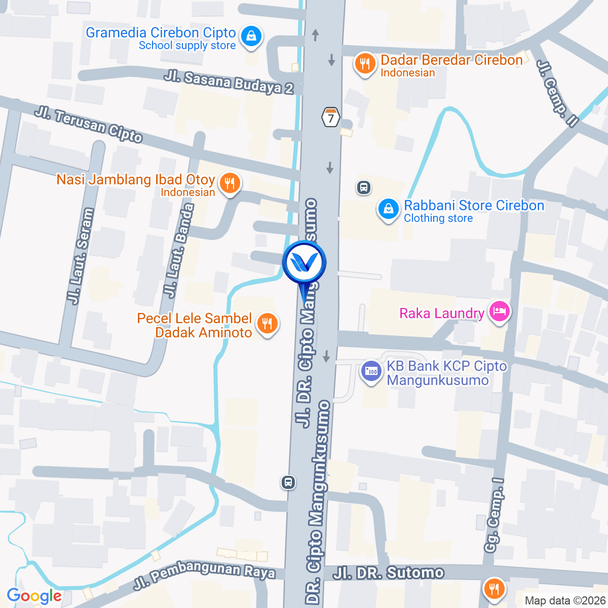 Peta Lokasi Jl. Dr. Cipto Mangunkusumo (Depan Mr. DIY Cirebon), Cirebon