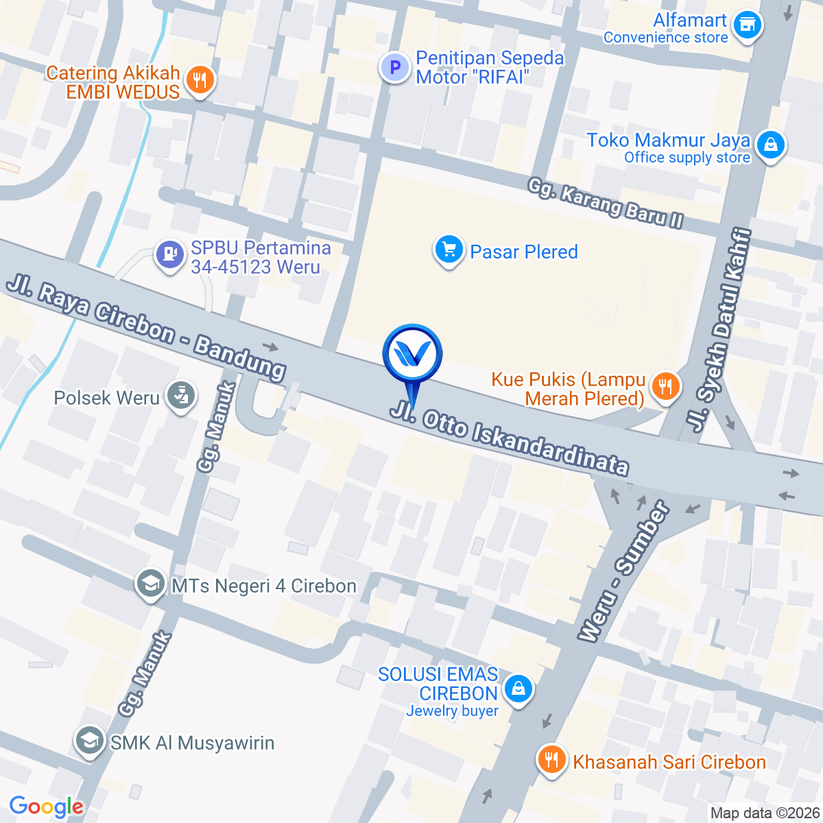 Peta Lokasi Jl. Raya Plered (Wisata Kuliner dan Batik Cirebon), Cirebon