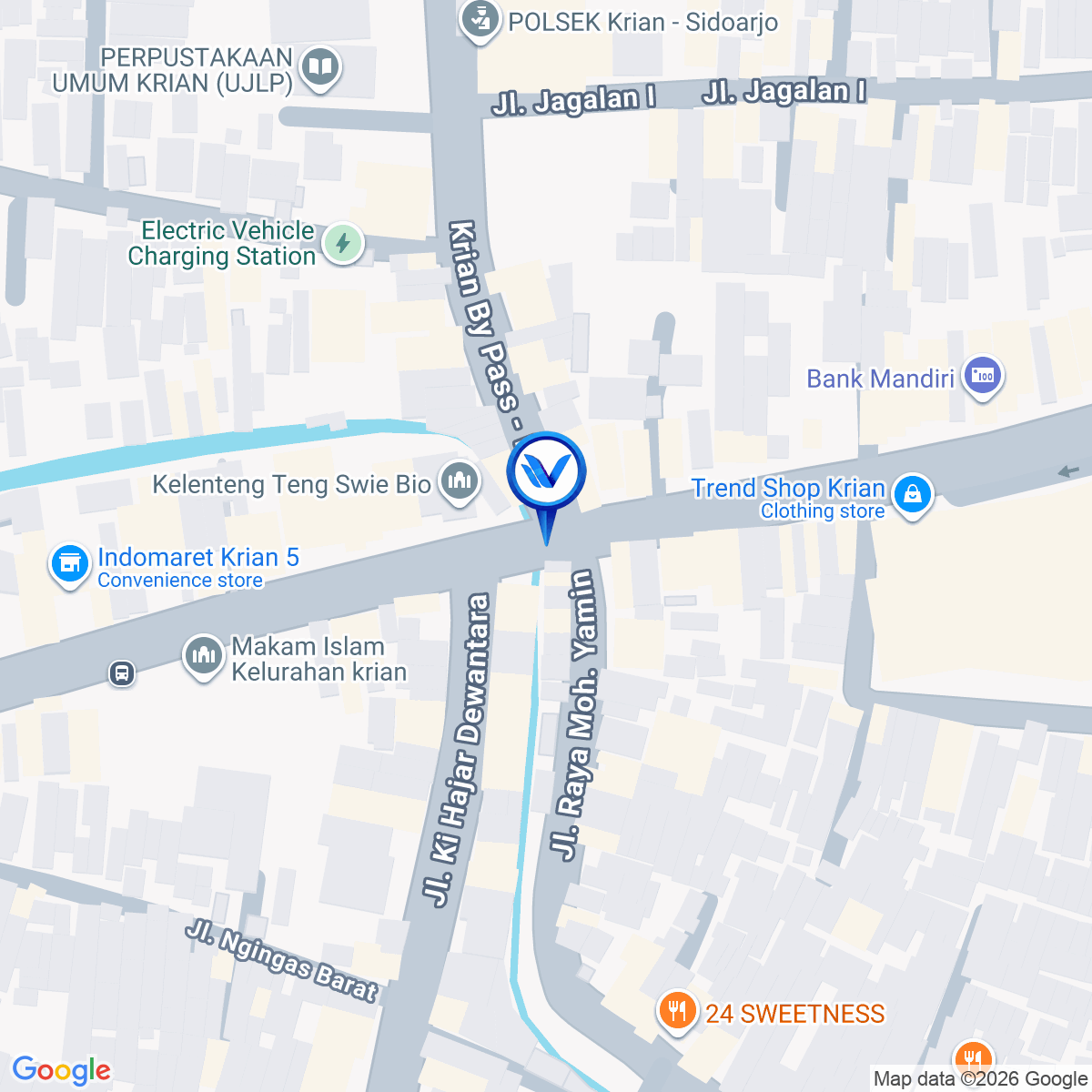 Peta Lokasi Simpang 5 Jl. Krian Ngingas, Sidoarjo