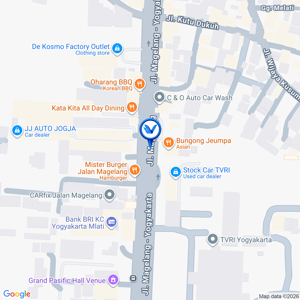 Peta Lokasi Utara TVRI Yogya, Jl. Magelang, Yogyakarta
