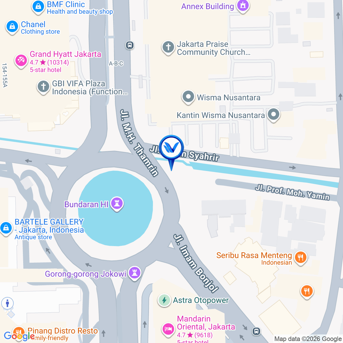 Peta Lokasi Jl. MH Thamrin (Bundaran HI), Jakarta Pusat