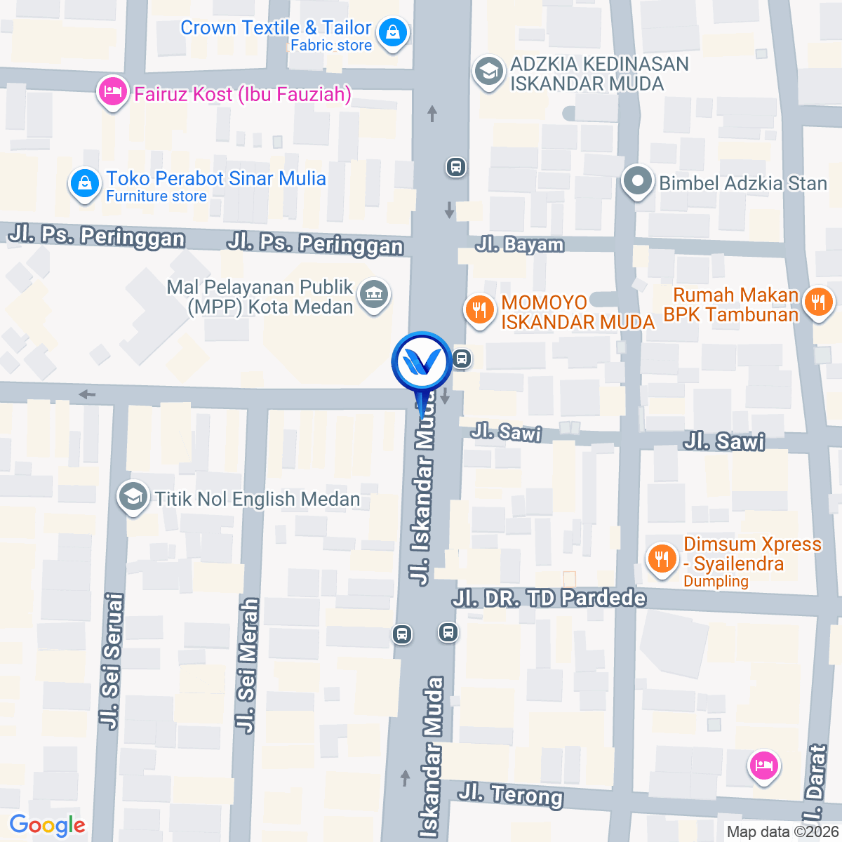 Peta Lokasi Jl. Iskandar Muda Dekat Ramayana, Medan