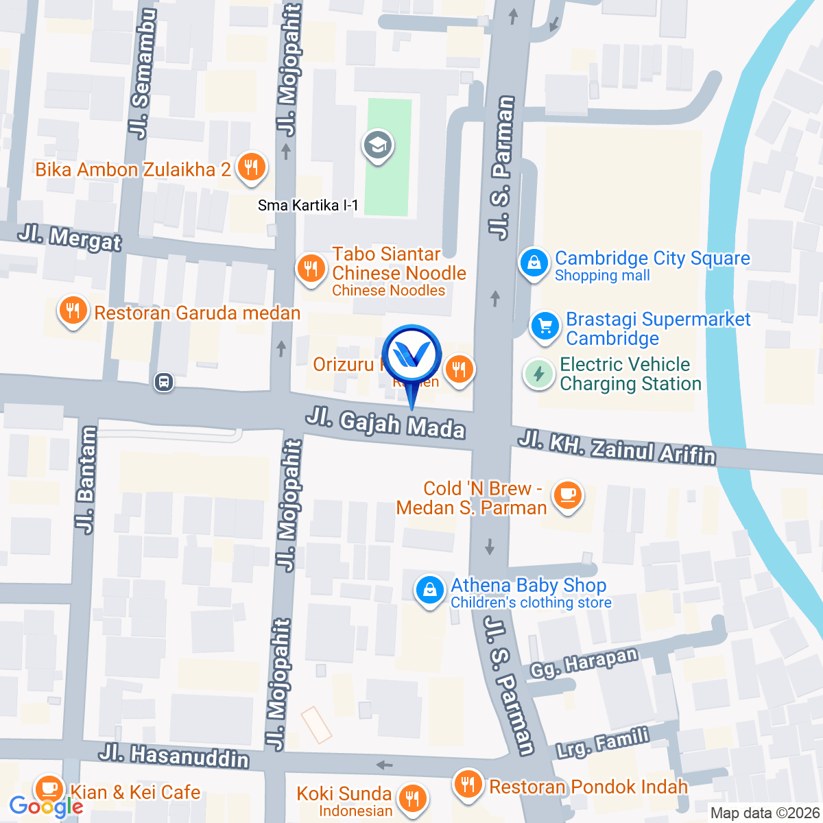 Peta Lokasi Jl. Gajah Mada (Simpang S. Parman), Medan