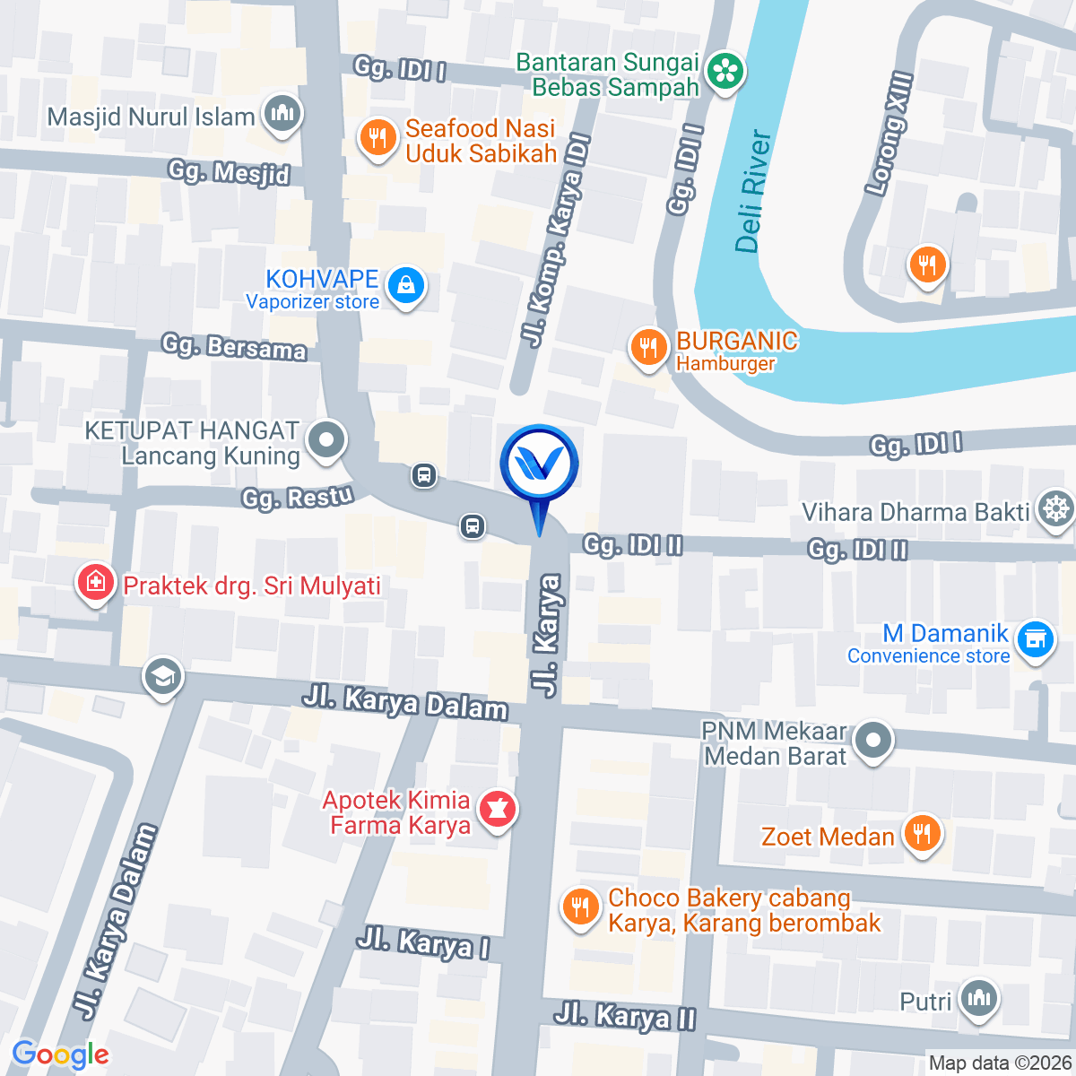 Peta Lokasi Jl. Karya (Karang Berombak), Medan