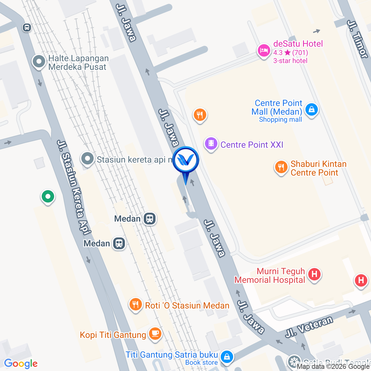 Peta Lokasi Jl. Jawa (Depan Railink), Medan