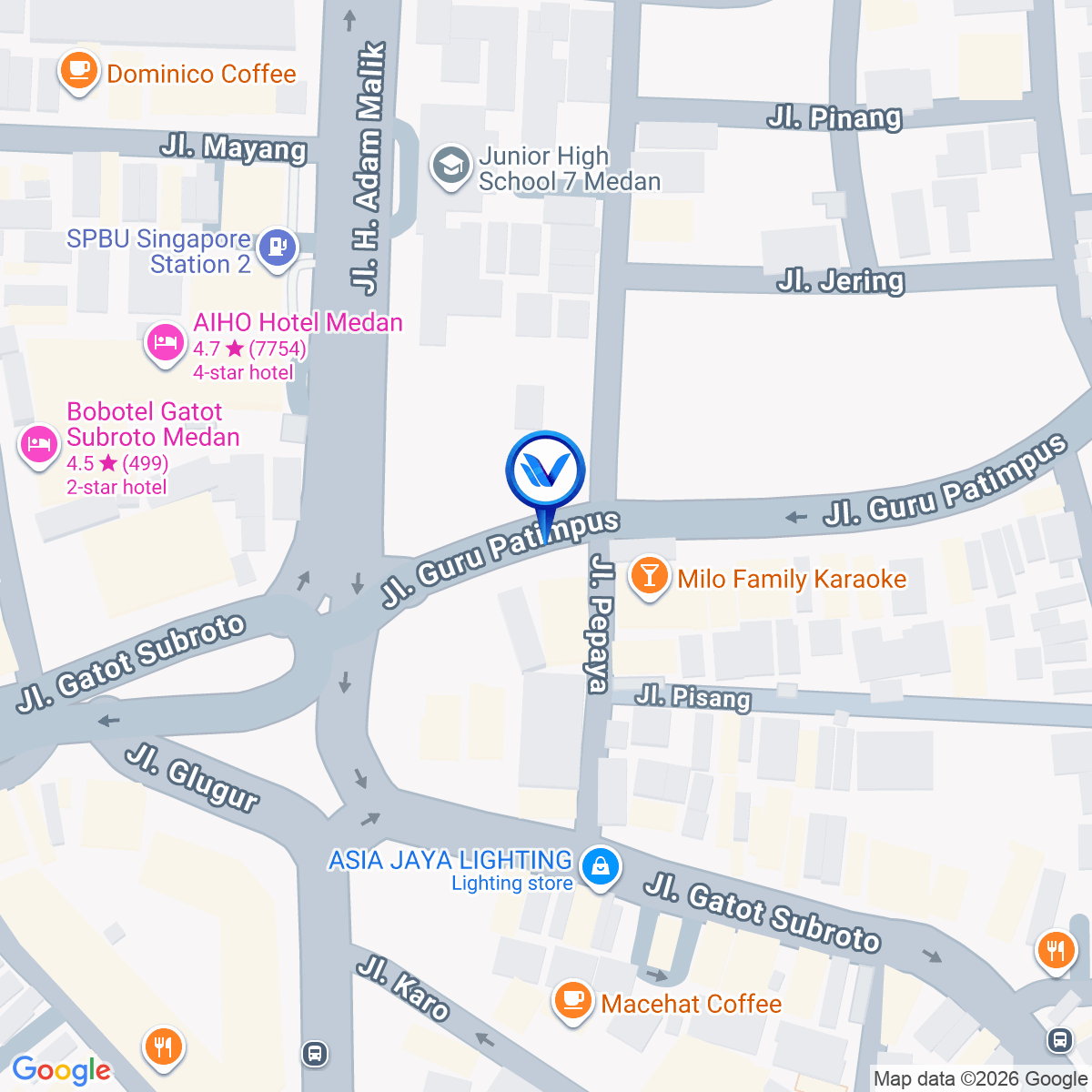 Peta Lokasi Jl. Guru Patimpus (Samping Milo Karaoke), Medan