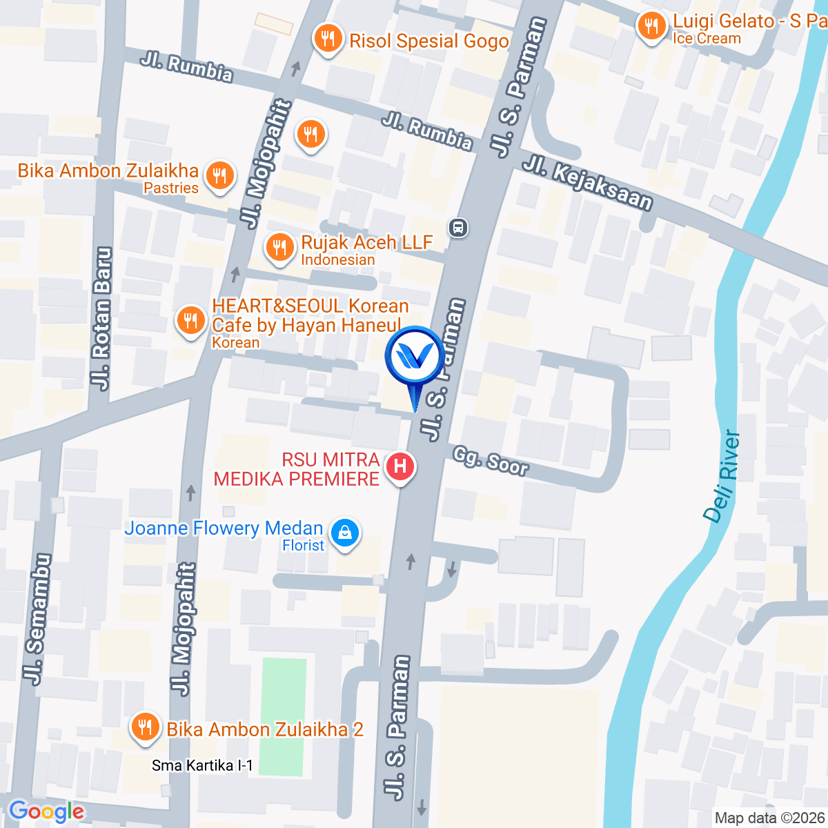 Peta Lokasi Jl. S. Parman (Crystal Palace), Medan