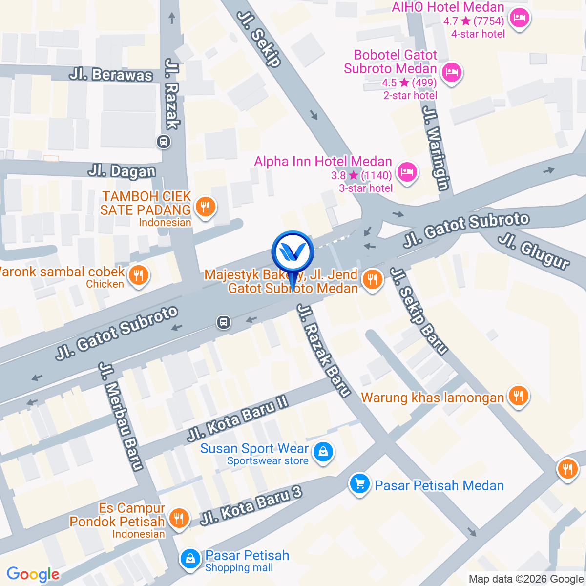 Peta Lokasi Jl. Gatot Subroto (Sp. Razak), Medan