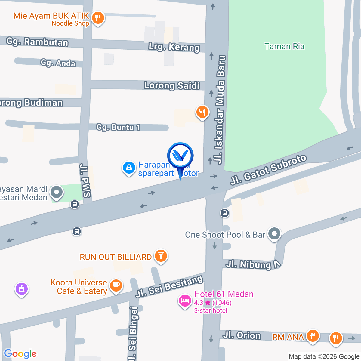 Peta Lokasi Jl. Gatot Subroto (Sp. Iskandar Muda), Medan