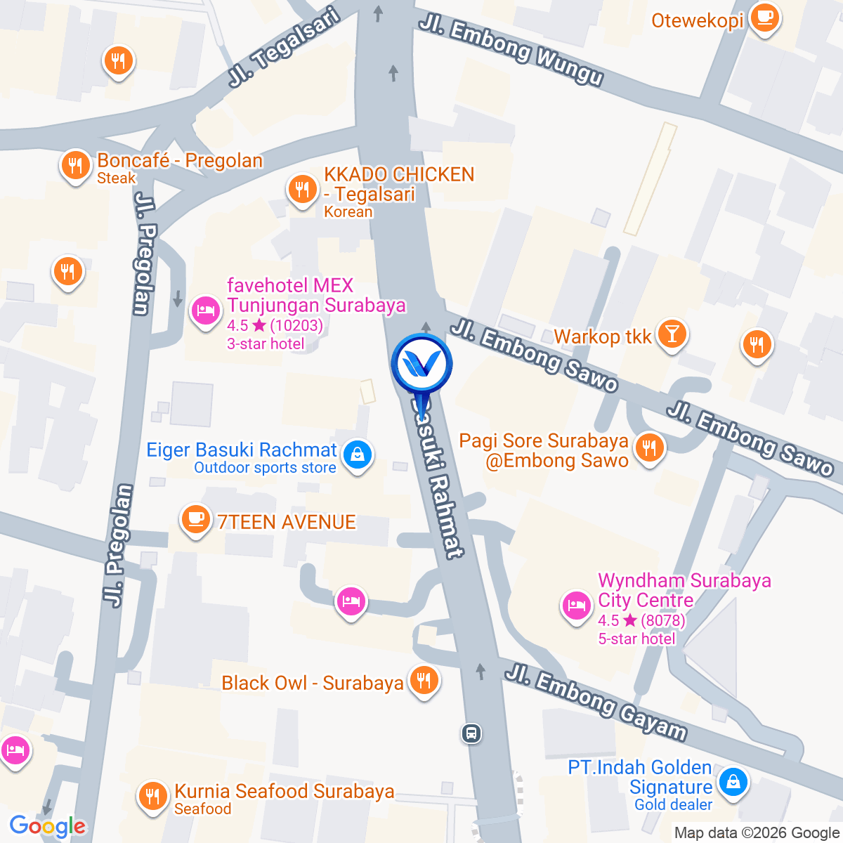 Peta Lokasi Jl. Basuki Rahmat (Depan Bank Standard Charterd), Surabaya