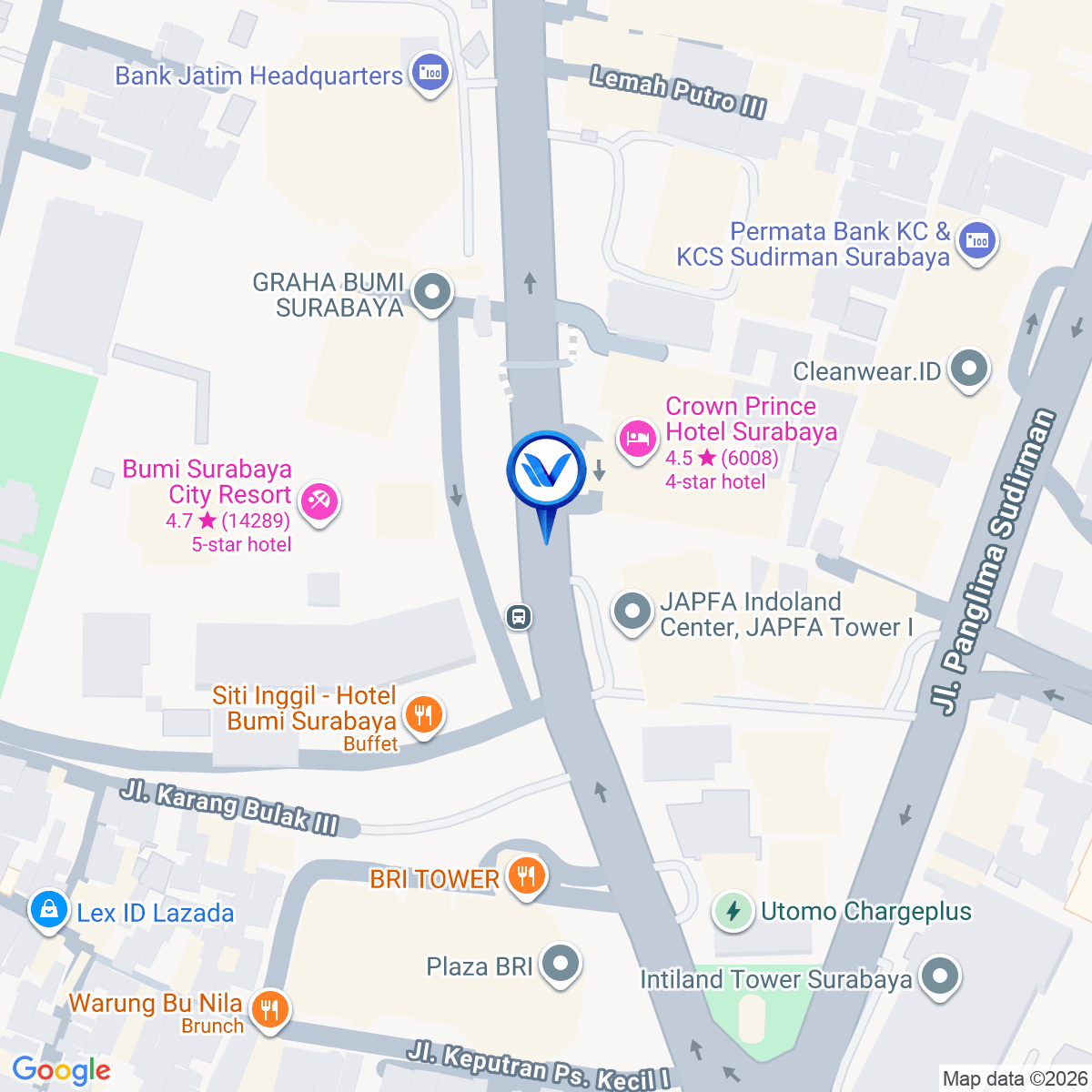 Peta Lokasi Jl. Basuki Rachmad (Hotel Bumi), Surabaya