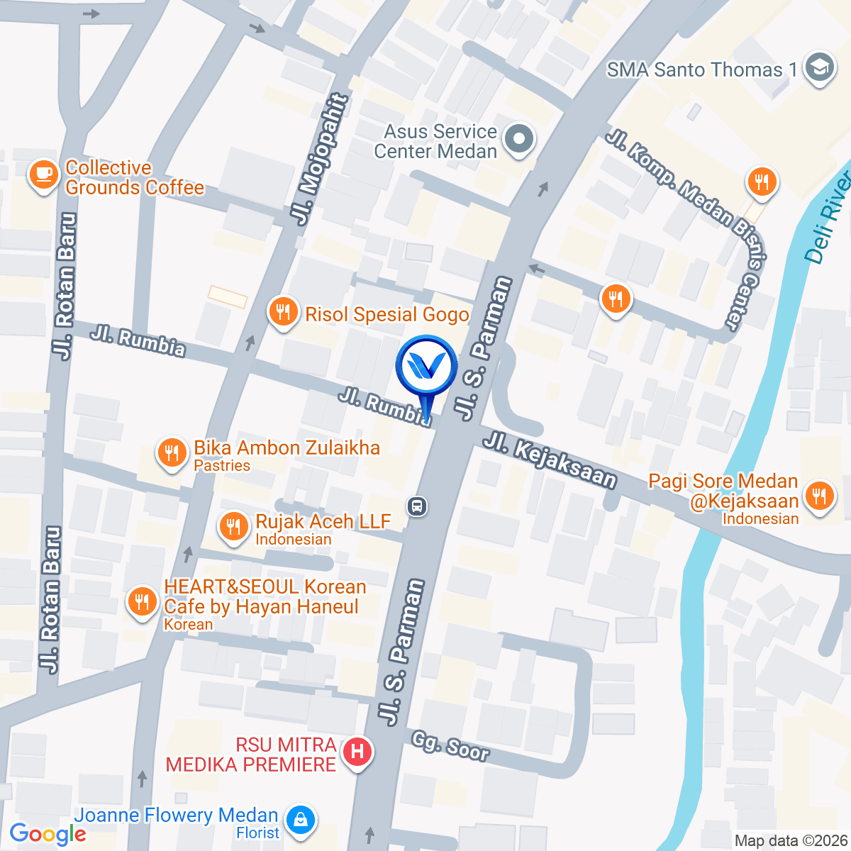 Peta Lokasi Jl. Kejaksaan Simp. S. Parman (Sir Salon), Medan