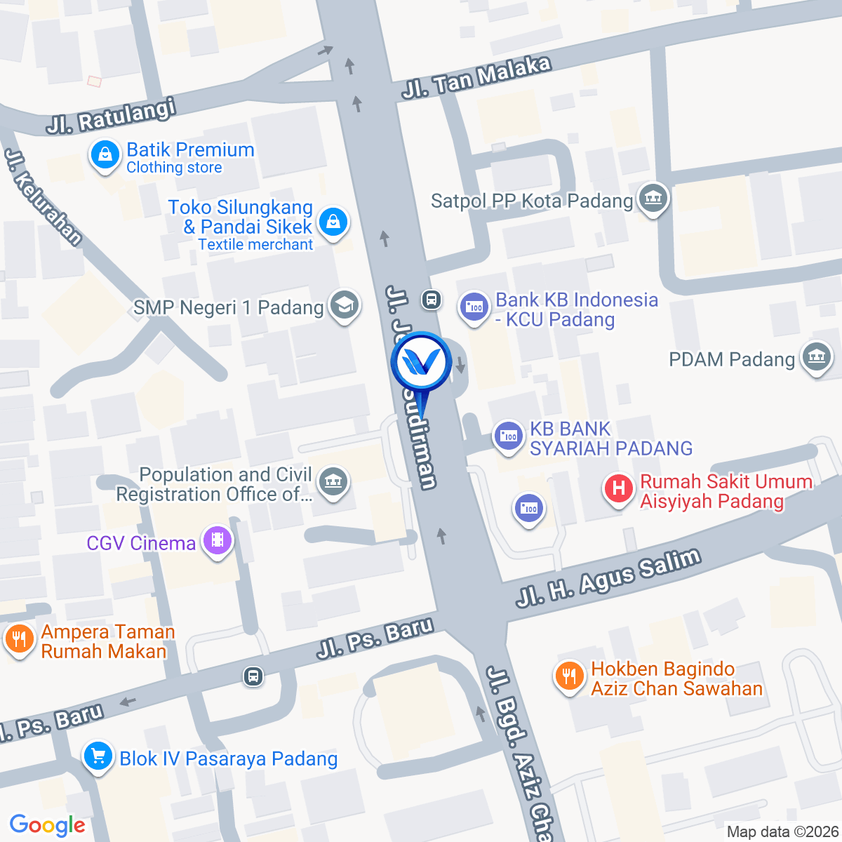 Peta Lokasi Jl. Jendral Sudirman, Padang