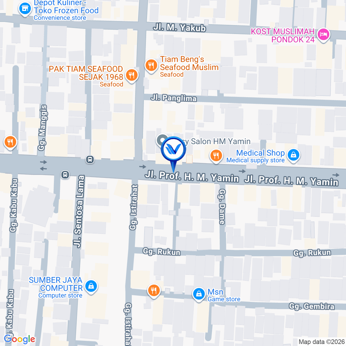Peta Lokasi Jl. HM. Yasmin Simp. Jl. Sentosa Baru, Medan