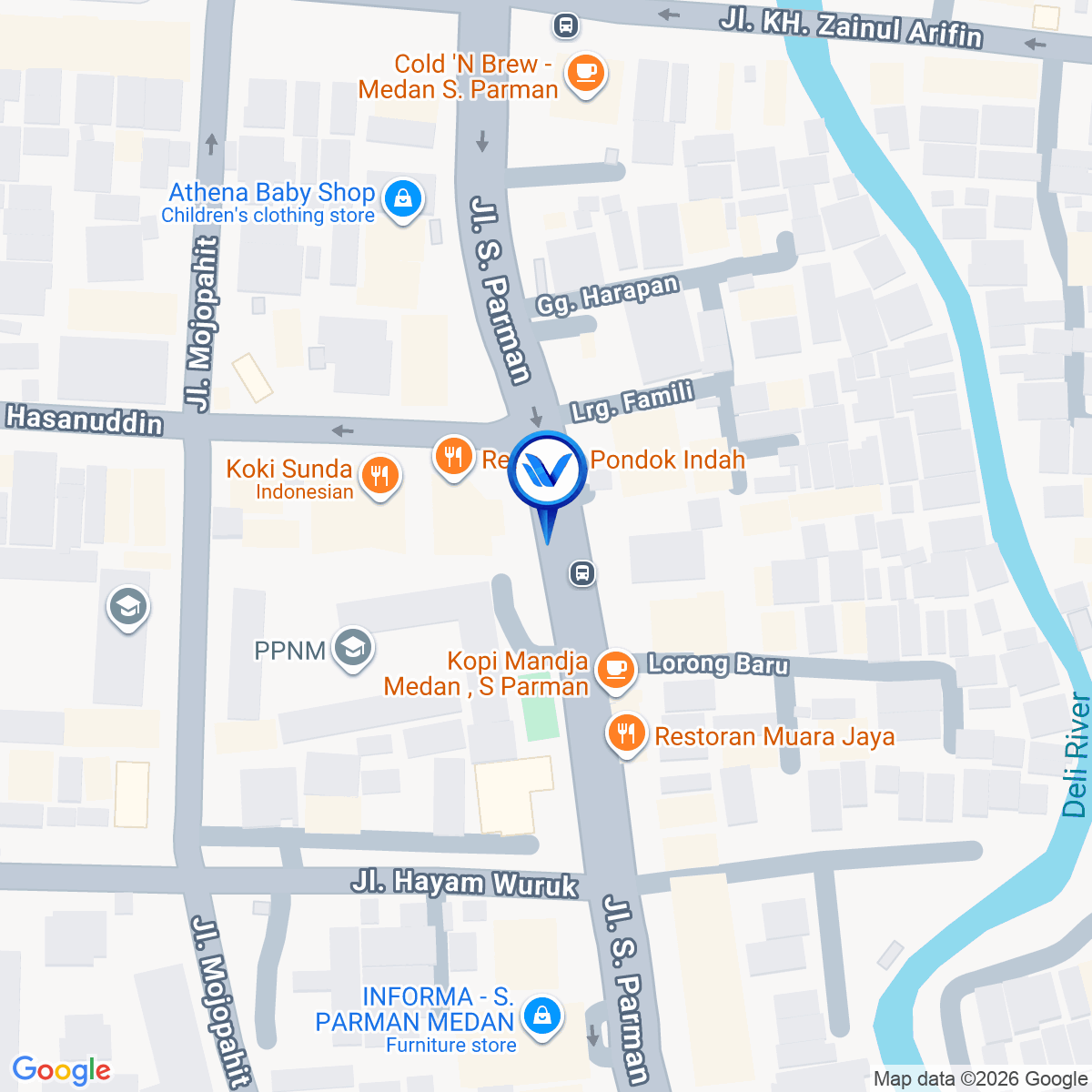 Peta Lokasi Jl. S. Parman Simp. Jl. Hasanuddin (Restoran Pondok Indah), Medan