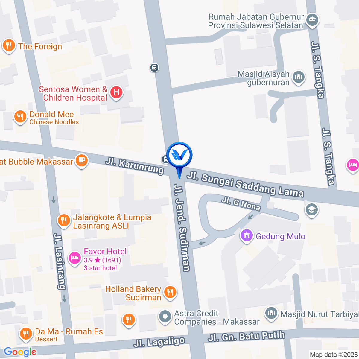 Peta Lokasi Jl. Jend Sudirman (Depan Gedung Mulo, Kantor Dinas Pariwisata Prov SulSel), Makassar