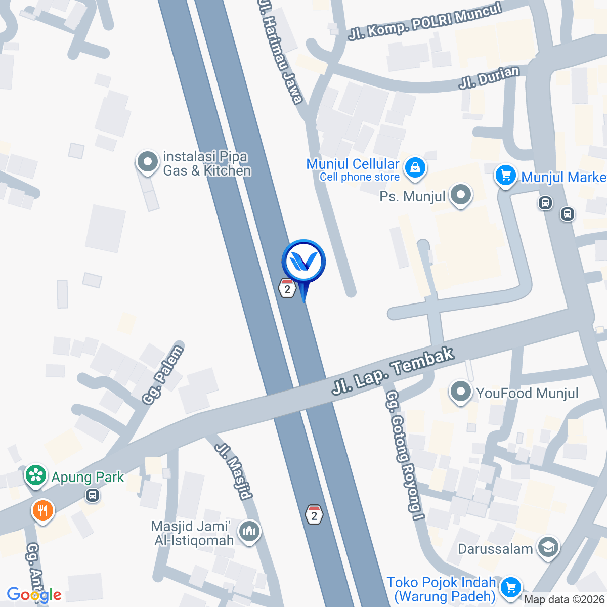 Peta Lokasi Tol Jagorawi KM 11+950, Jakarta Timur