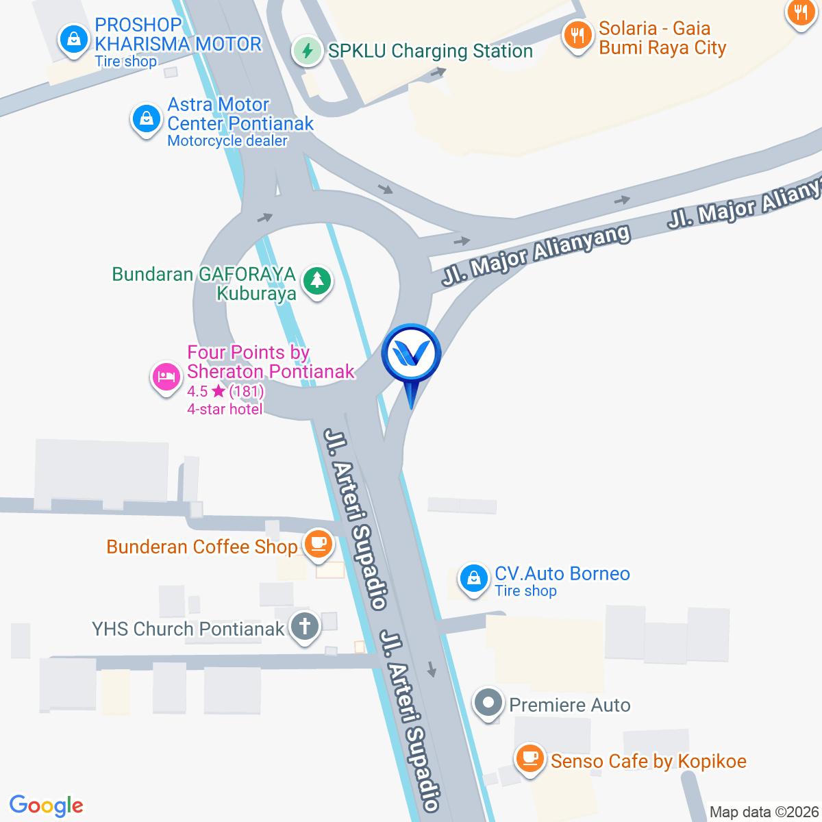 Peta Lokasi Jl. Arteri Supadio Bundaran Gaforaya Kubu Raya, Pontianak