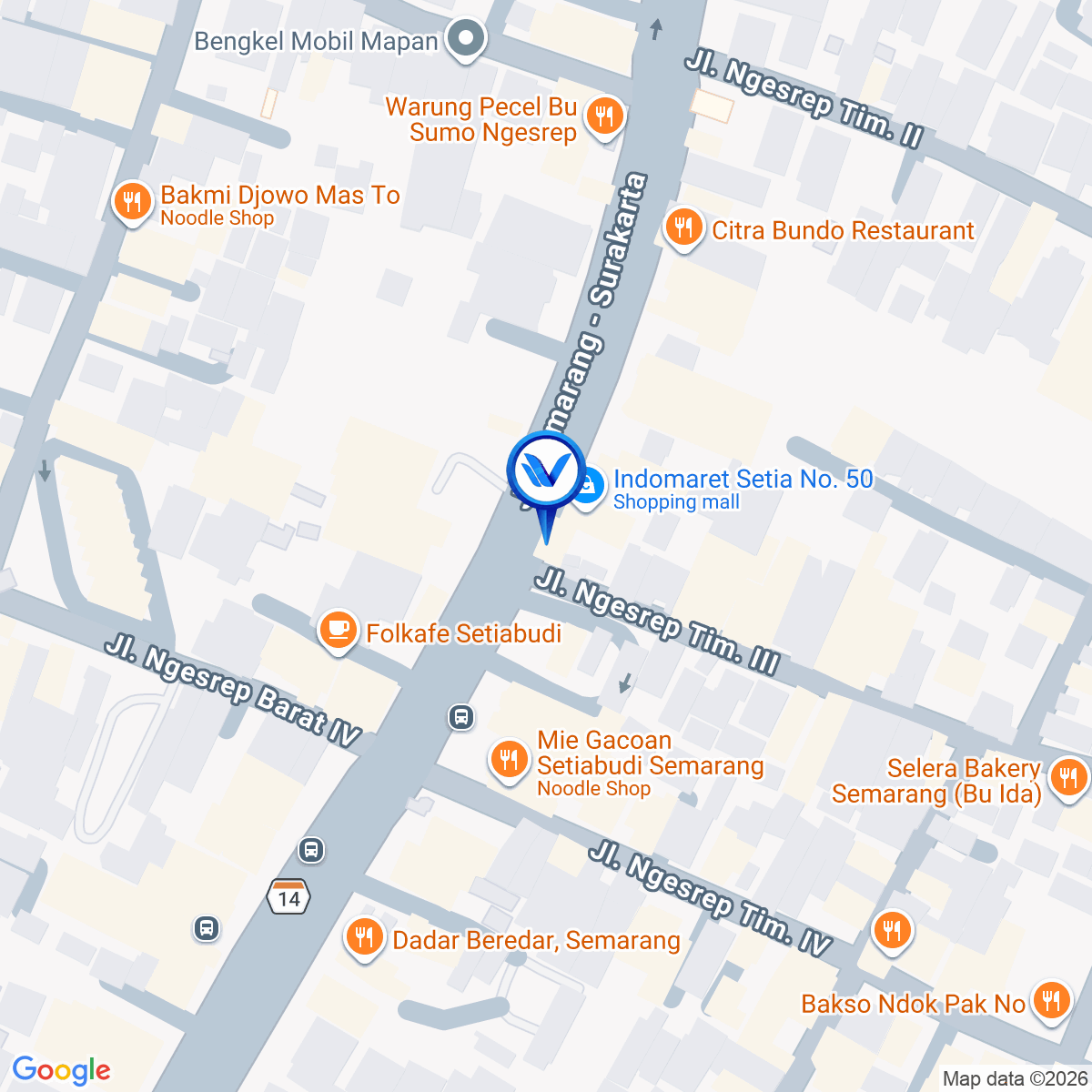 Peta Lokasi Jl. Setiabudi depan Hok Ben, Semarang