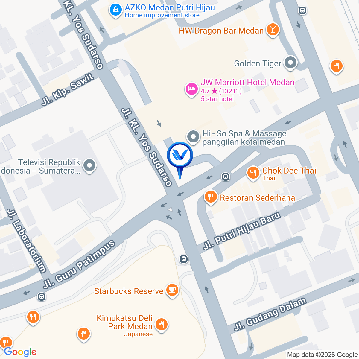 Peta Lokasi JL. PUTRI HIJAU (DEPAN JW MARRIOTT HOTEL), MEDAN