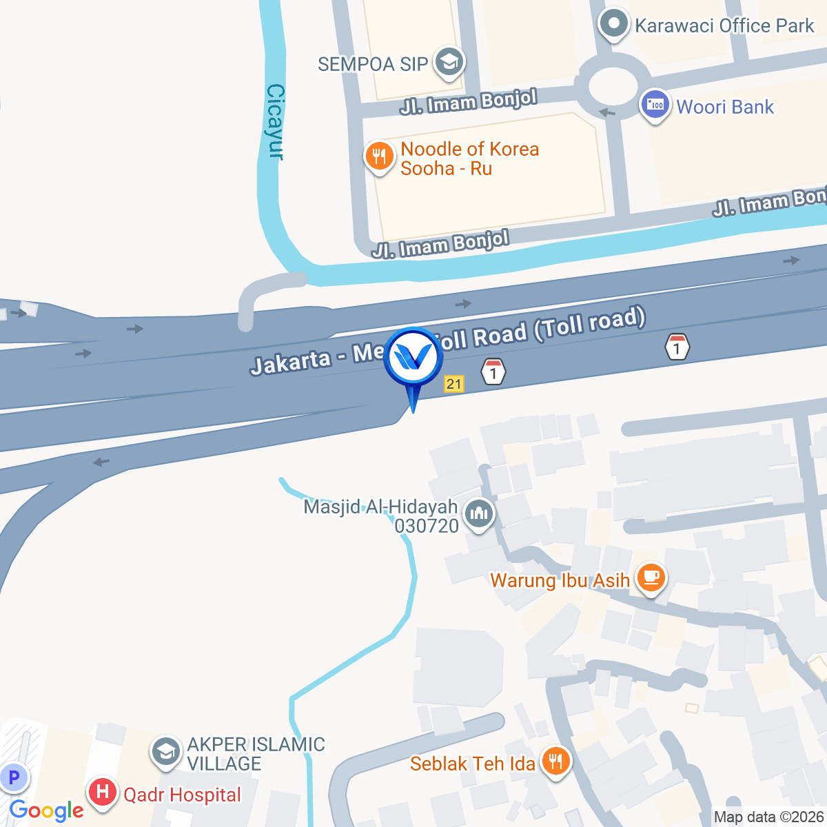 Peta Lokasi Tol Jakarta Tangerang KM 20+900A (EXIT TOL KARAWACI), Tangerang