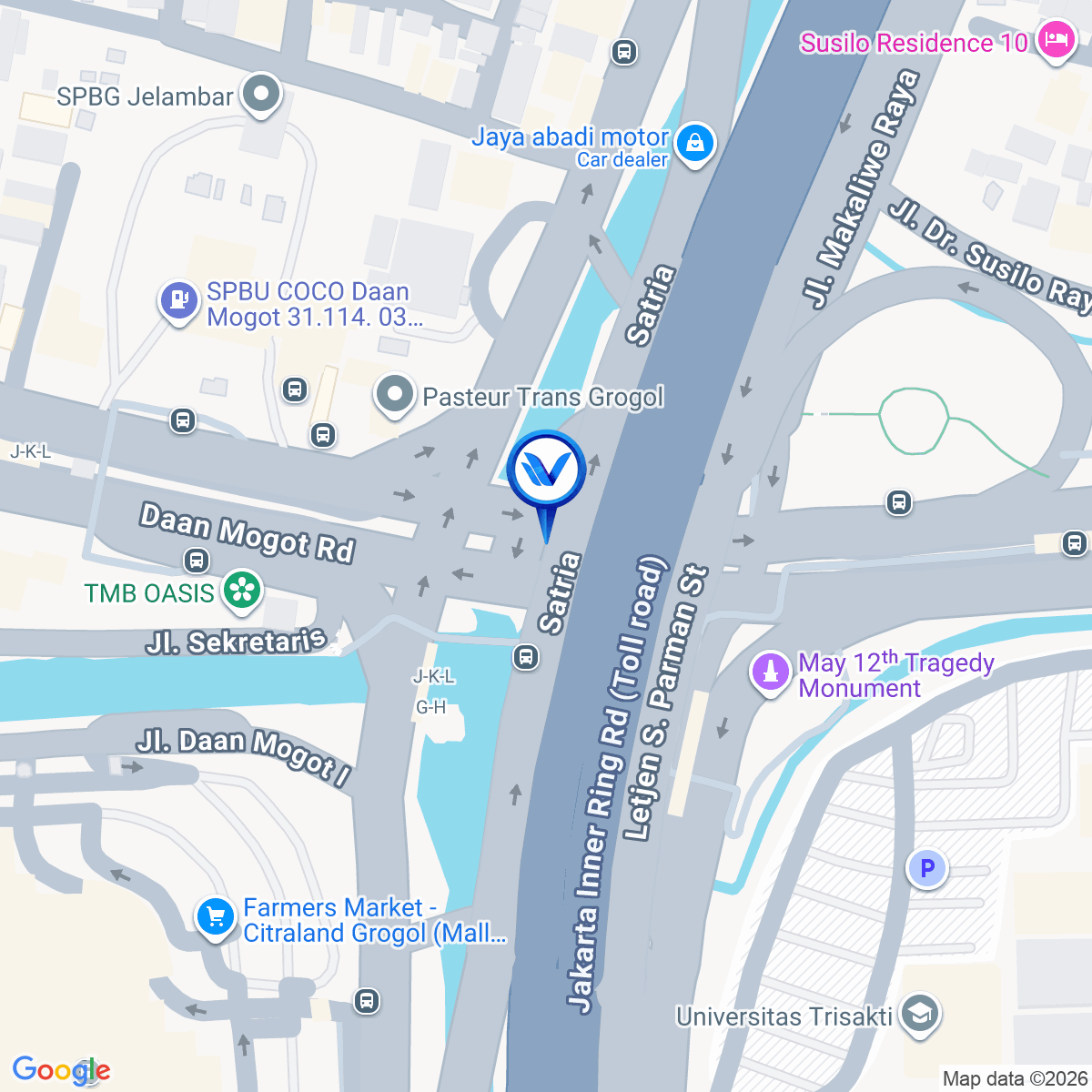 Peta Lokasi Jl. Satria / Jl. Daan Mogot) Grogol, Jakarta Barat