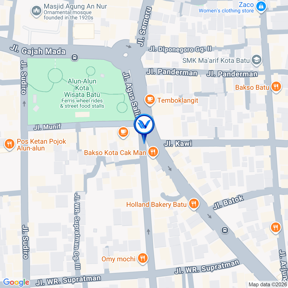 Peta Lokasi Jl. Agus Salim Batu (Toko Mas Gajah), Batu, Malang