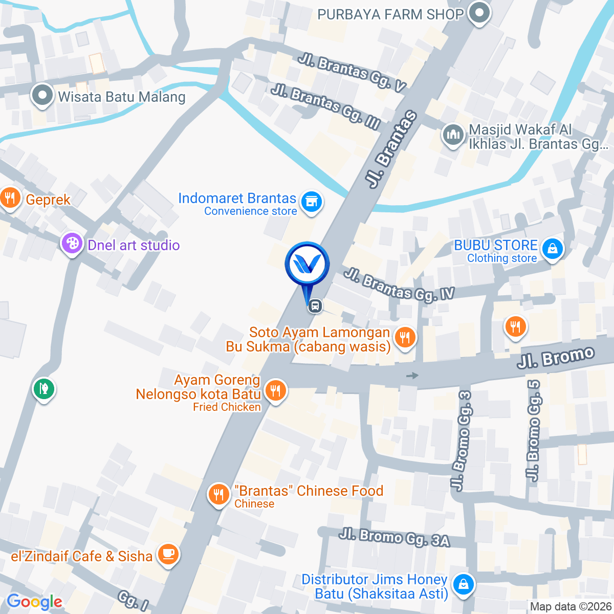 Peta Lokasi Jl. Brantas - Jl. Bromo Pertigaan, Sisir, Kota Batu, Malang