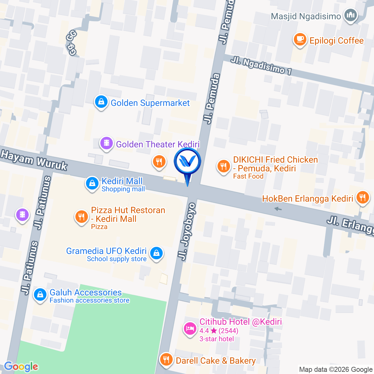 Peta Lokasi JL. HAYAM WURUK (DEPAN KEDIRI MALL) KOTA KEDIRI