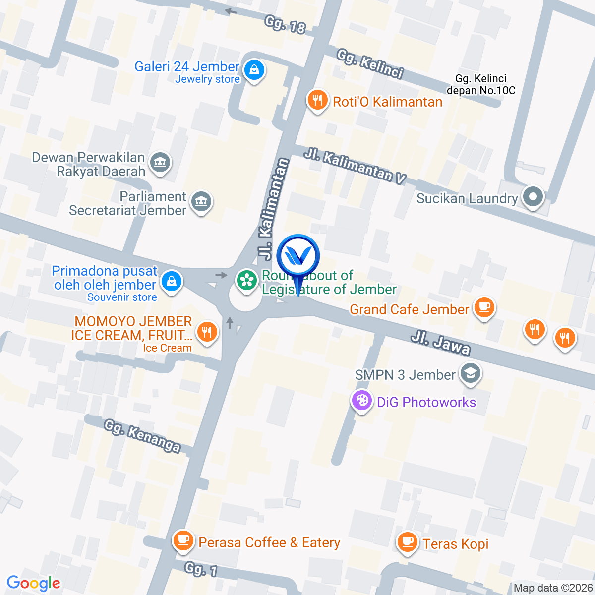 Peta Lokasi JL. JAWA (BUNDARAN DPRD) KAB. JEMBER